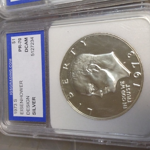 Eisenhower UNCIRCULATED silver PR 70 (4) Dollar Coins 1971s, 1972s, 1973s, 1974s - Picture 5 of 17